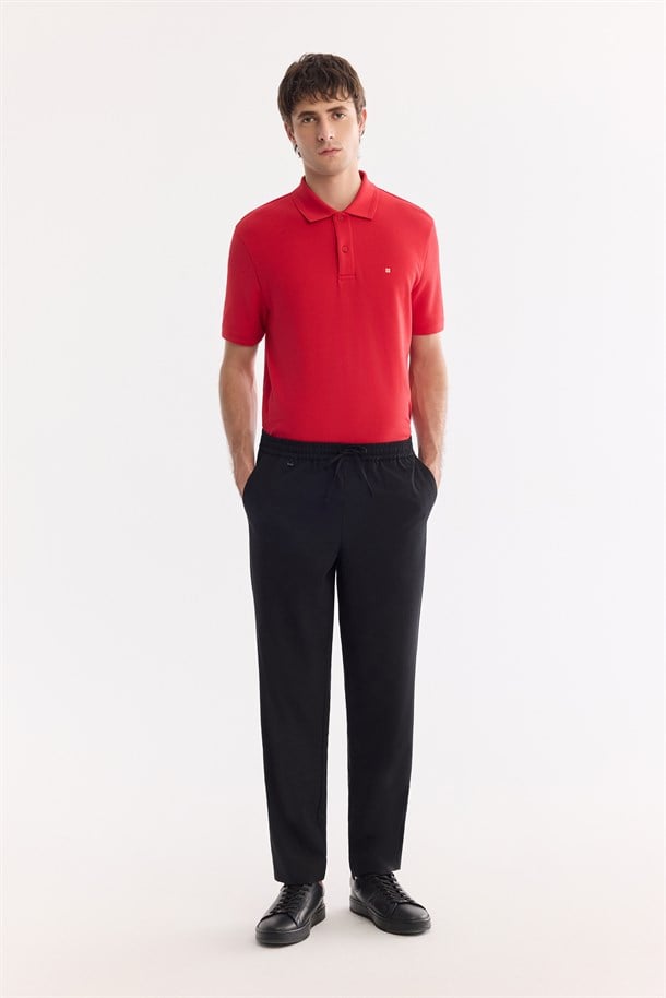 Siyah Beli Lastikli Soft Touch Nefes Alan Pantolon