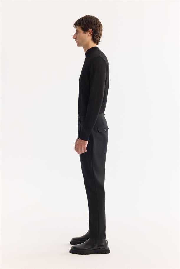 Siyah Klasik Bel Yün Karışımlı Soft Touch Pantolon