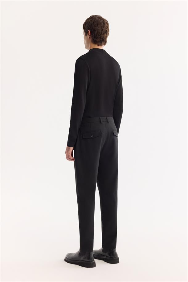 Siyah Klasik Bel Yün Karışımlı Soft Touch Pantolon