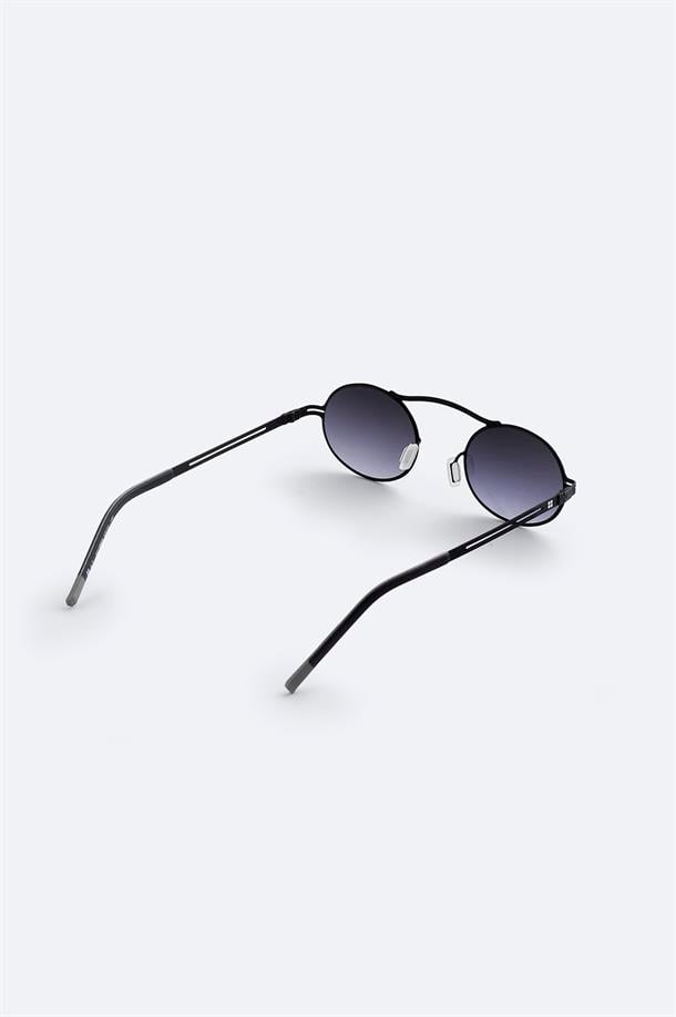 Siyah Yuvarlak Çerçeveli Hand Made Güneş Gözlüğü