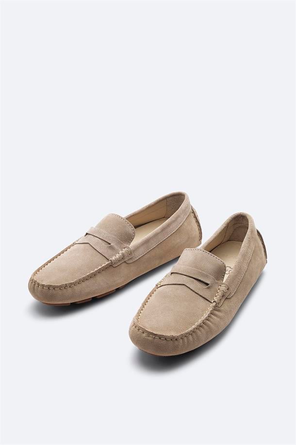 Taş %100 Süet Hafif Loafer Ayakkabı