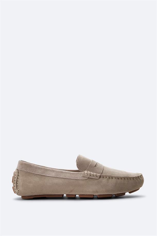 Taş %100 Süet Hafif Loafer Ayakkabı