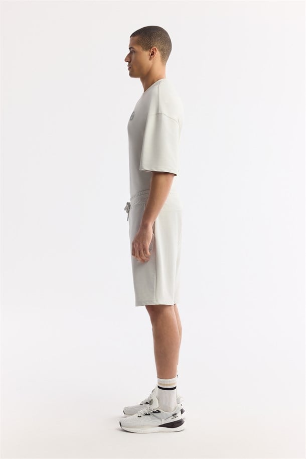Stone Elastic Waist Drawstring Bi-Stretch Double Knit Shorts