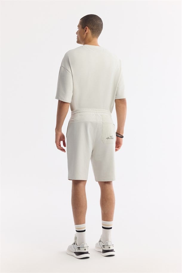 Stone Elastic Waist Drawstring Bi-Stretch Double Knit Shorts
