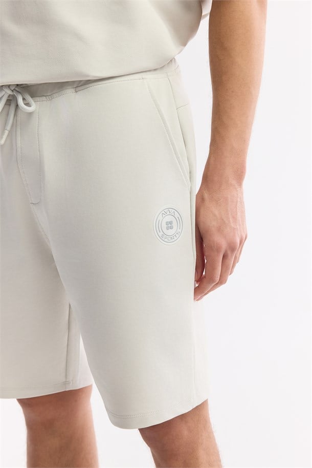 Stone Elastic Waist Drawstring Bi-Stretch Double Knit Shorts