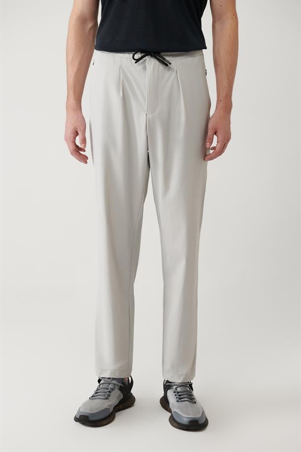 Taş Beli Lastikli Bağcıklı Fermuar Cepli Su İtici Bi-Stretch Pantolon