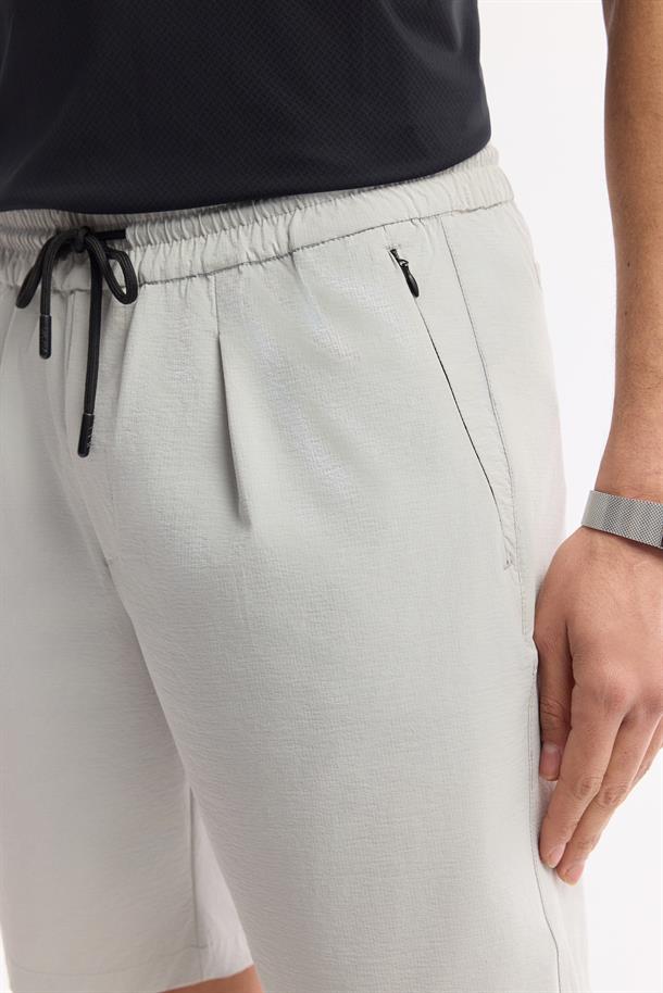 Taş Beli Lastikli Gofreli Bi-Stretch Şort