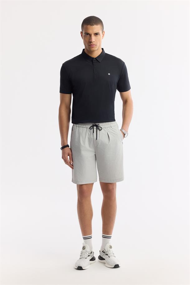 Taş Beli Lastikli Gofreli Bi-Stretch Şort