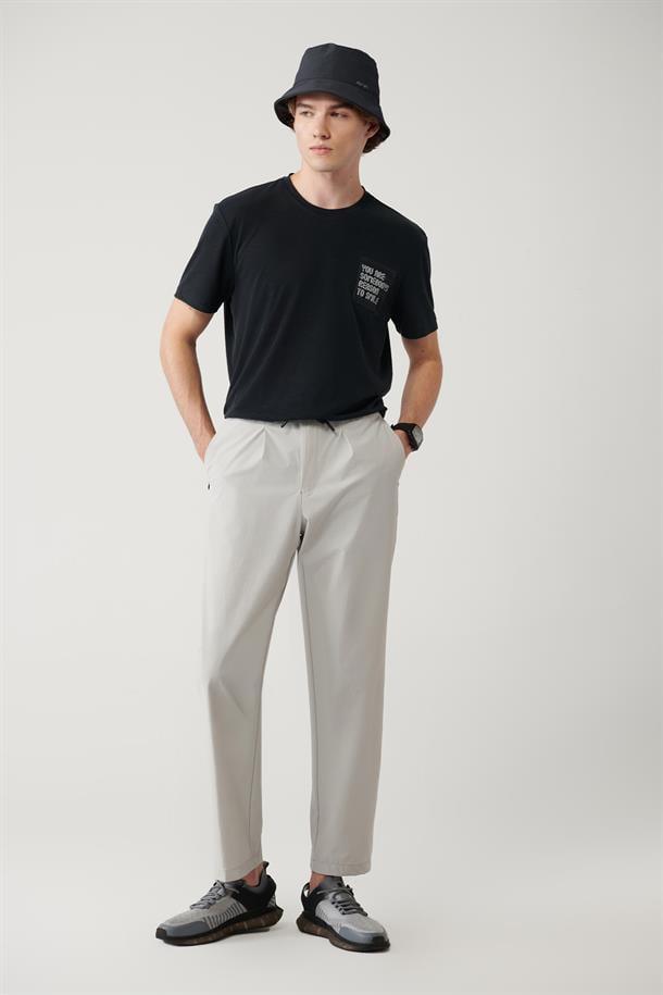 Taş Beli Lastikli Bağcıklı Fermuar Cepli Su İtici Bi-Stretch Pantolon