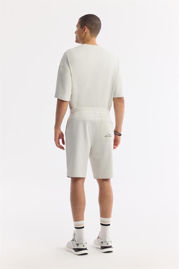 Taş Beli Lastikli Bağcıklı Bi-Stretch 2 İplik Örme Şort