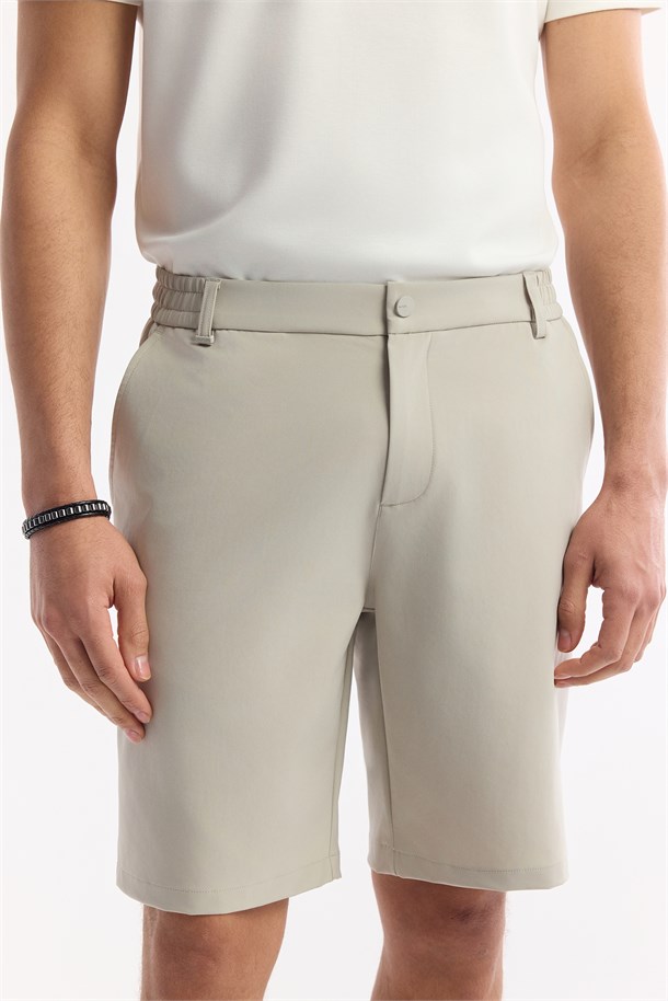Taş Beli Lastikli Bi-Stretch Teknik Kumaş Şort