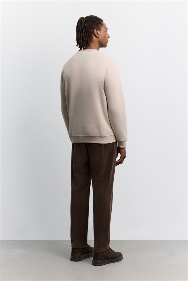 Taş Bisiklet Yaka 3 İplik Şardonlu -4 Dereceye Dayanıklı Sweatshirt