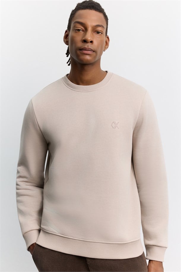 Taş Bisiklet Yaka 3 İplik Şardonlu -4 Dereceye Dayanıklı Sweatshirt