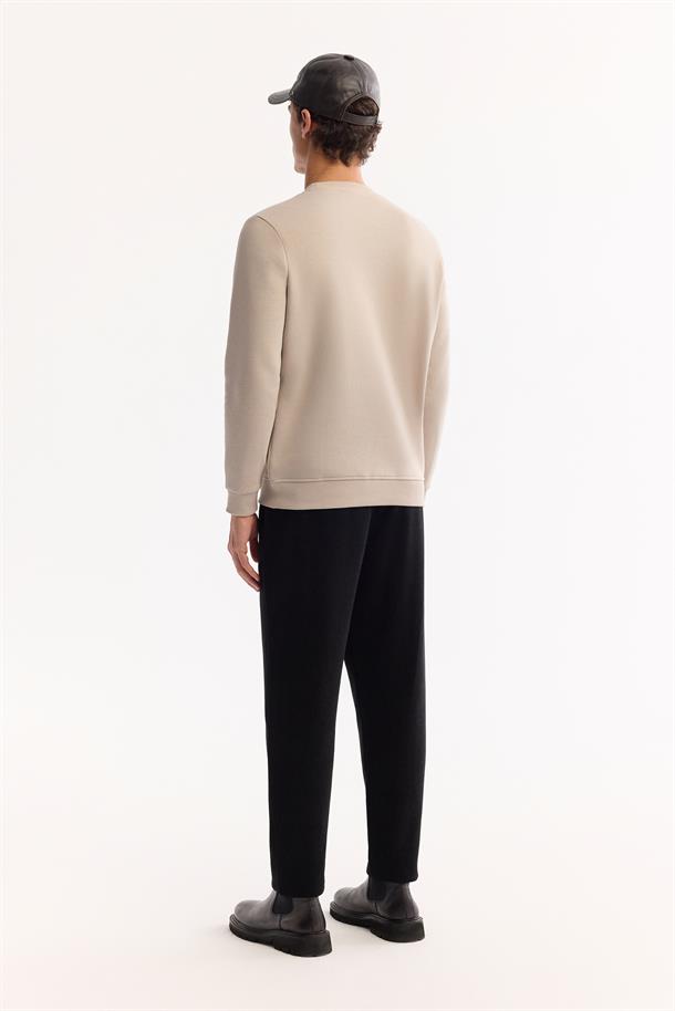 Taş Bisiklet Yaka Şardonlu Kolay Ütülenen Baskılı Sweatshirt