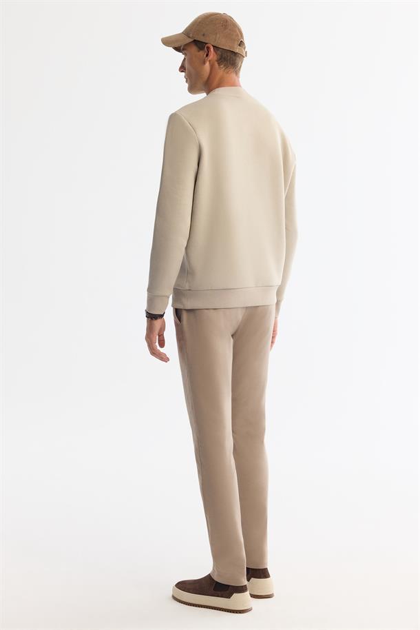 Taş Bisiklet Yaka 3 İplik Şardonlu Baskılı Sweatshirt