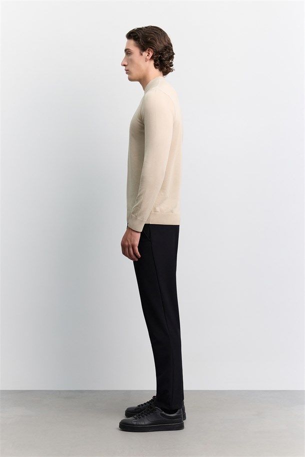Stone Crew Neck Viscose Blend Basic Knit Sweater