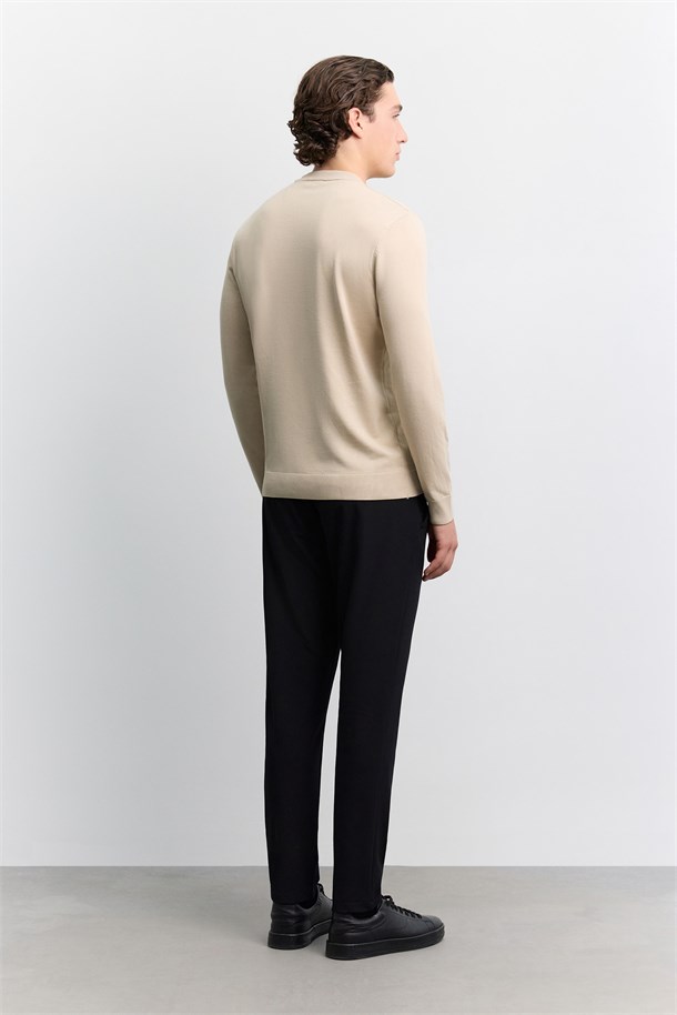 Stone Crew Neck Viscose Blend Basic Knit Sweater