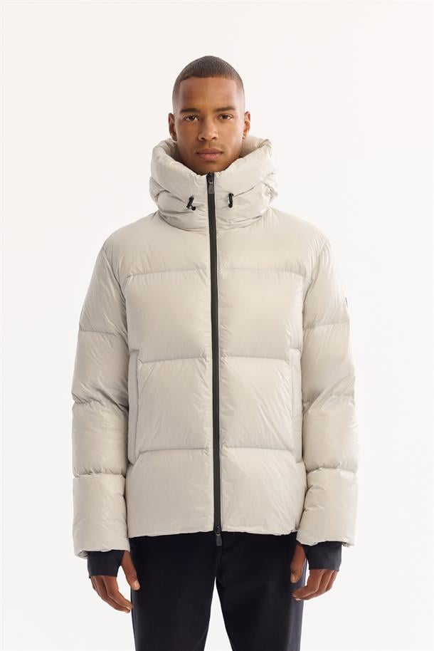 Taş Kapüşonlu %100 Kaz Tüyü Su İtici Rüzgar Geçirmez -15 Dereceye Dayanıklı Parlak Şişme Mont