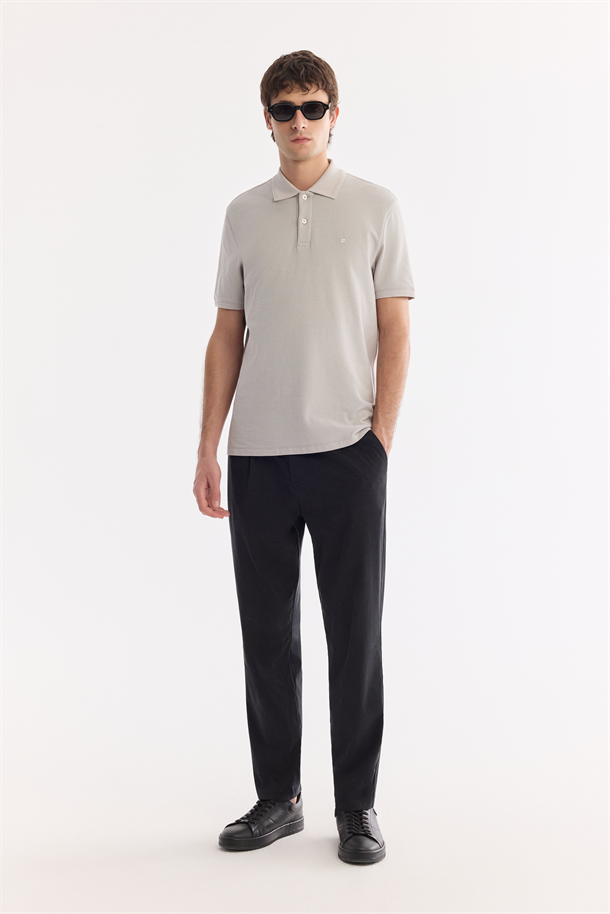 Taş Kıvrılmaz Polo Yaka %100 Pamuk Basic T-Shirt
