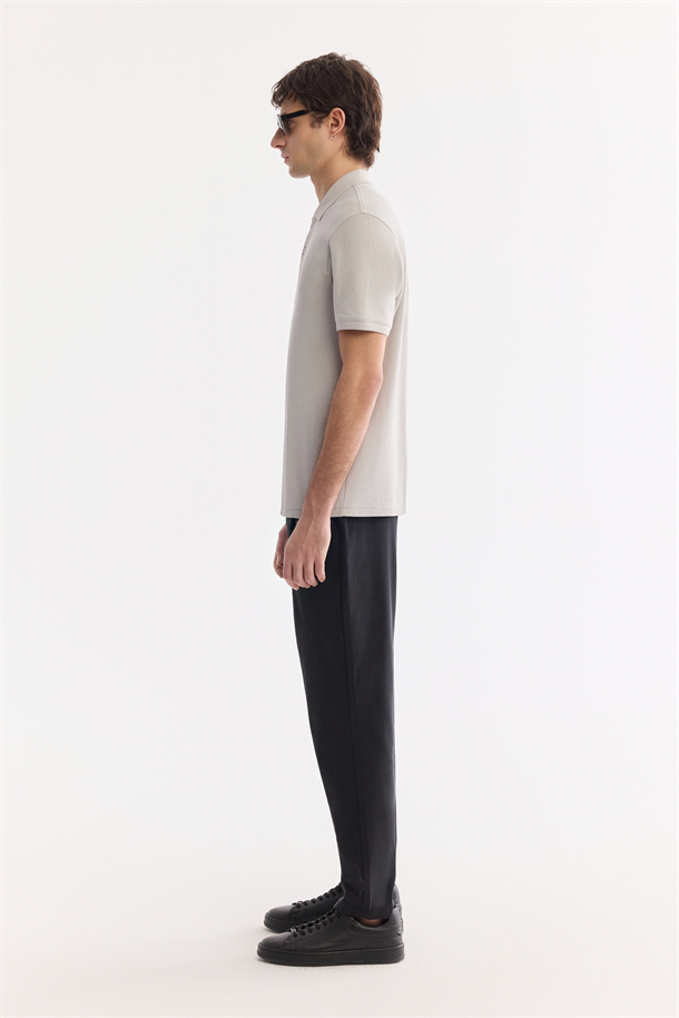 Taş Kıvrılmaz Polo Yaka %100 Pamuk Basic T-Shirt