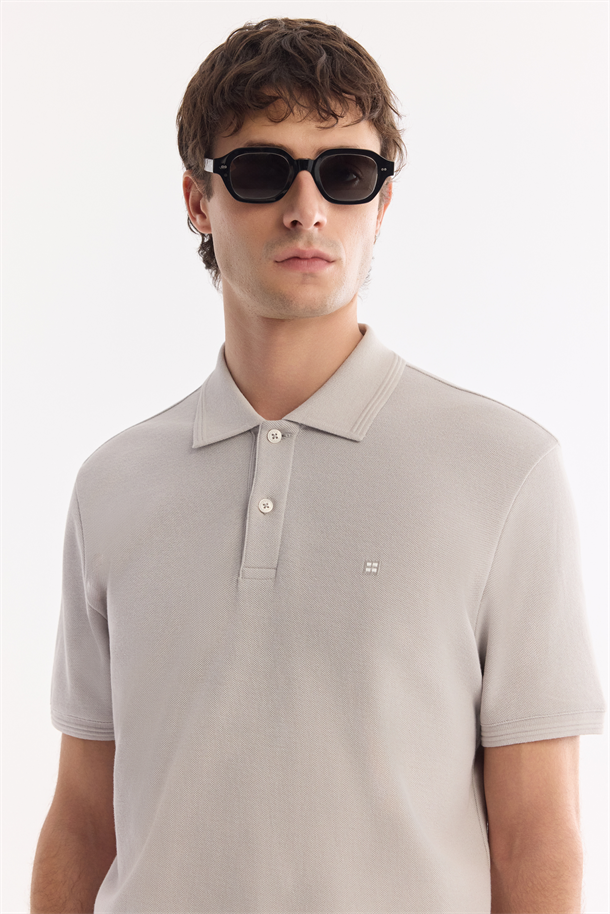Taş Kıvrılmaz Polo Yaka %100 Pamuk Basic T-Shirt