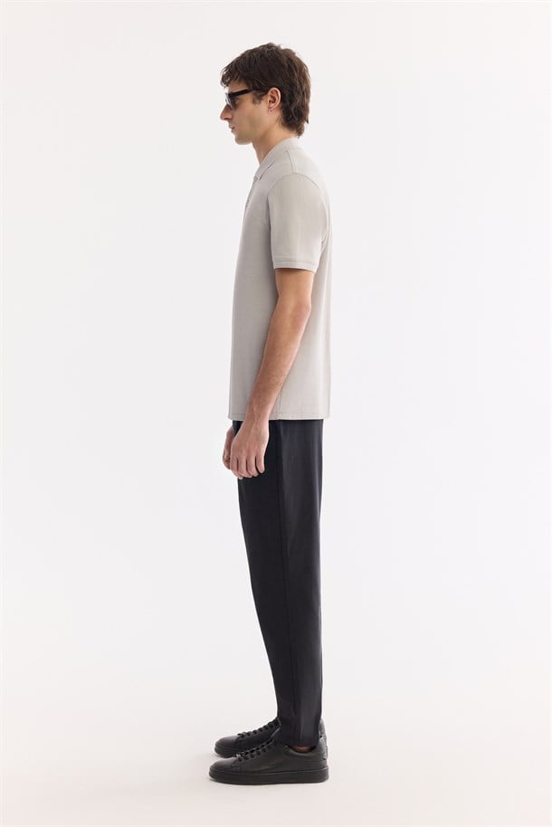 Stone %100 Cotton Polo Collar T-Shirt