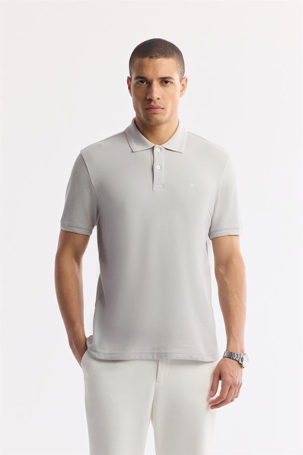 Taş Kıvrılmaz Polo Yaka %100 Pamuk Basic T-Shirt