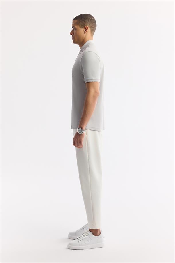 Taş Kıvrılmaz Polo Yaka %100 Pamuk Basic T-Shirt