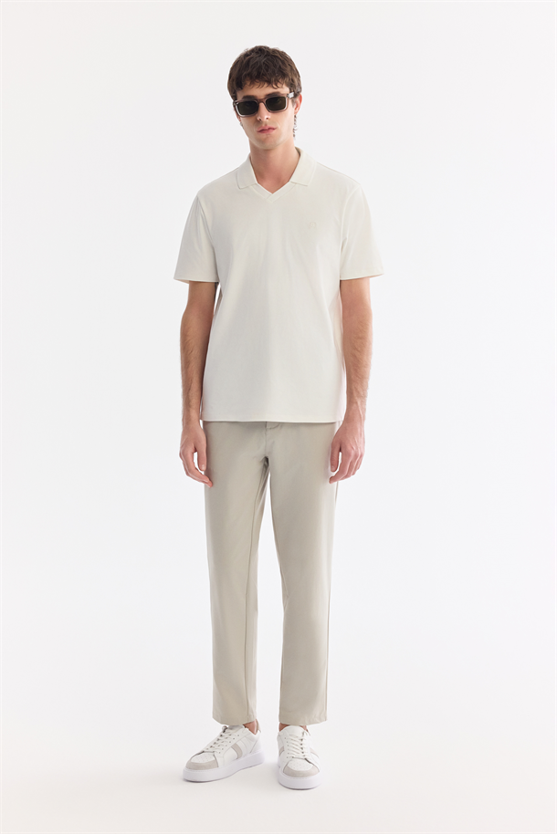 Taş Yanı Lastikli Kırışmaz Teknik Kumaş Chino Pantolon