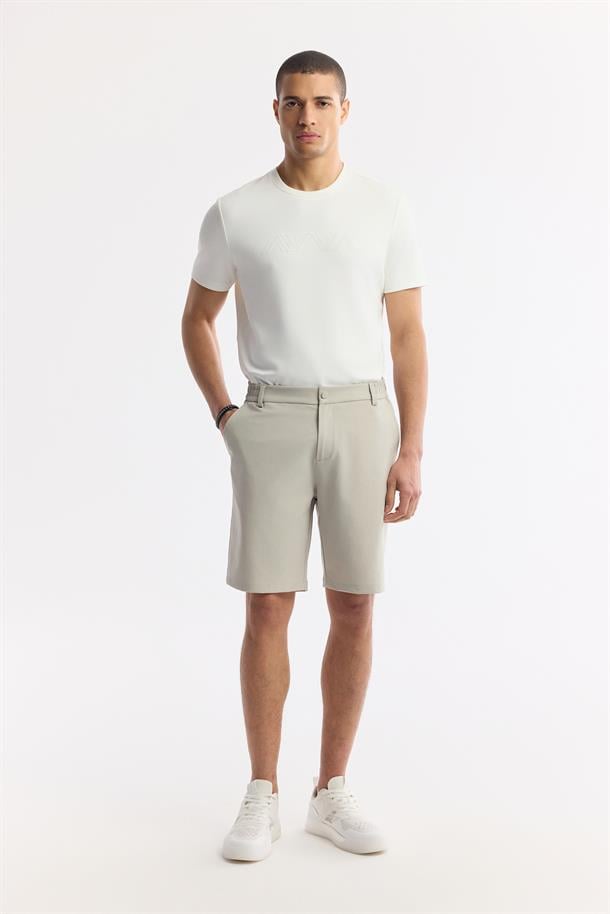 Taş Beli Lastikli Bi-Stretch Teknik Kumaş Şort