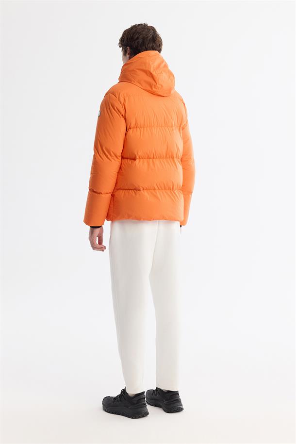 Orange Hooded Padded Jacket