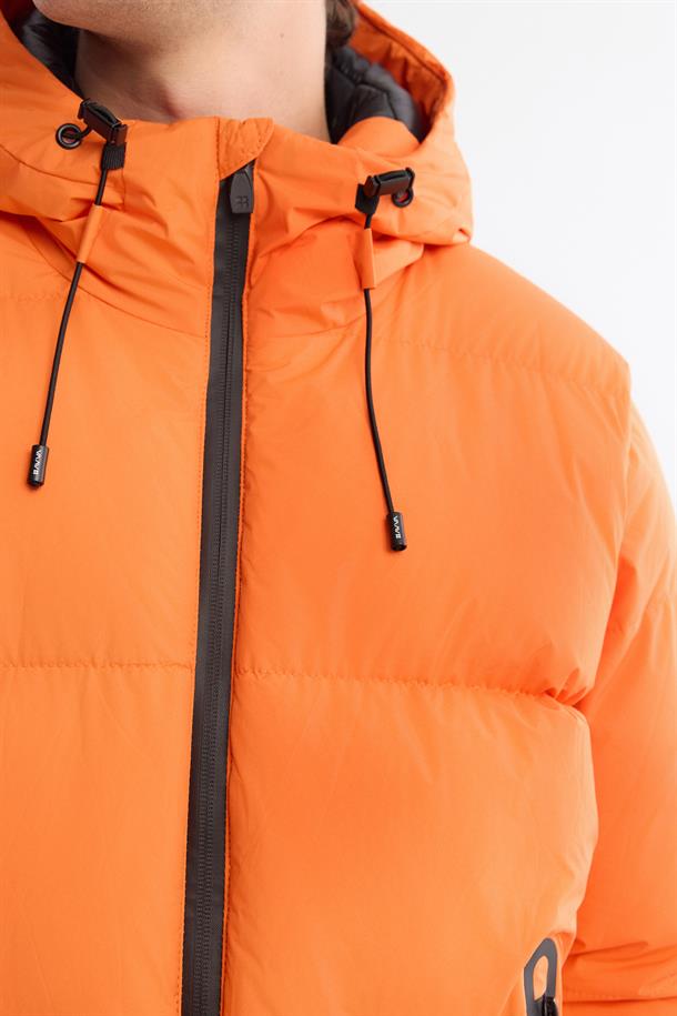 Orange Hooded Padded Jacket