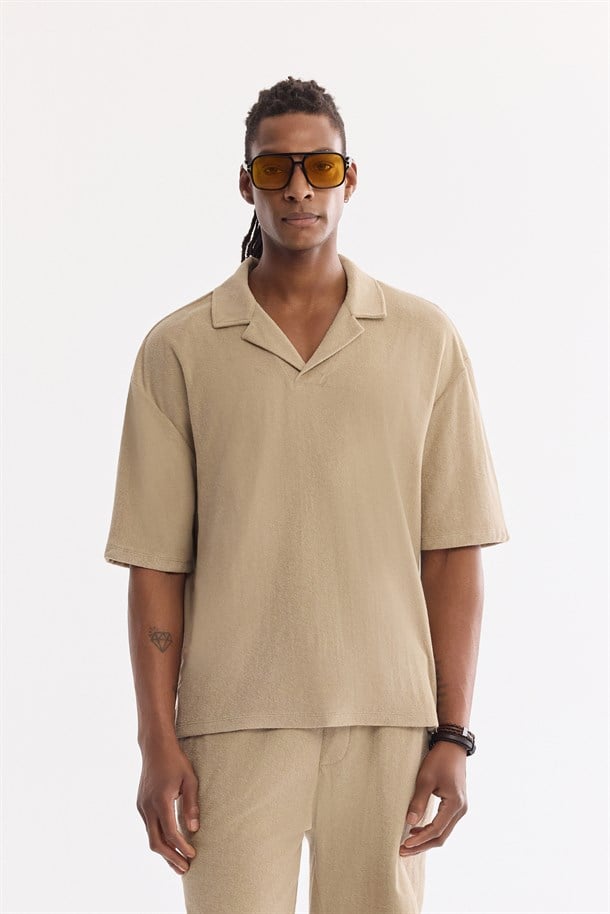 Vizon Apaj Yaka Pamuklu Soft Touch T-Shirt