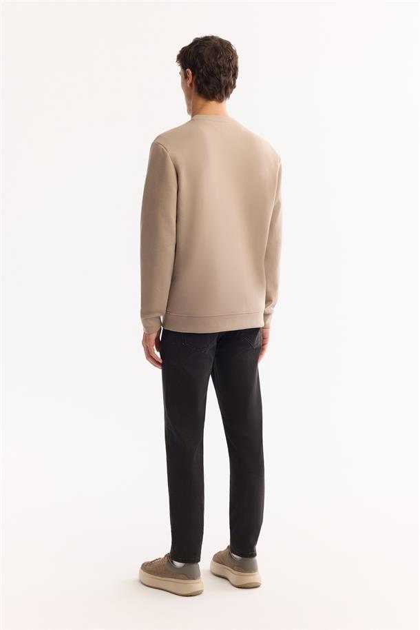 Vizon Bisiklet Yaka Kolay Ütülenen Bi-Stretch Baskılı Sweatshirt