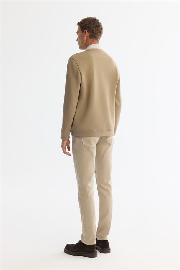 Vizon Bisiklet Yaka Pamuklu Baskılı Elastan Sweatshirt