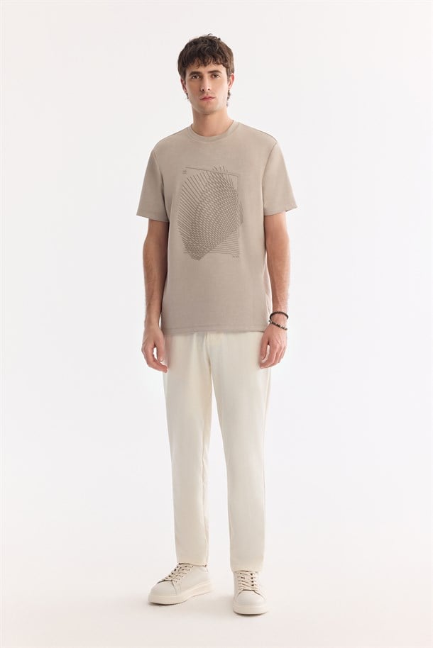 Vizon Bisiklet Yaka Baskılı İnterlok T-Shirt