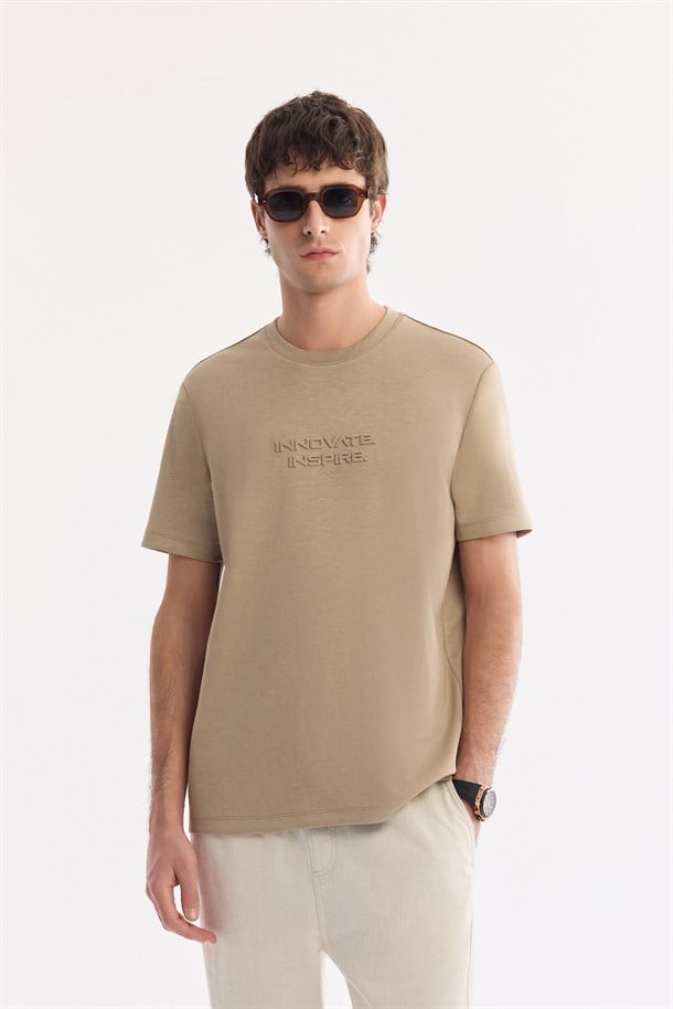 Vizon Bisiklet Yaka Baskılı İnterlok T-Shirt