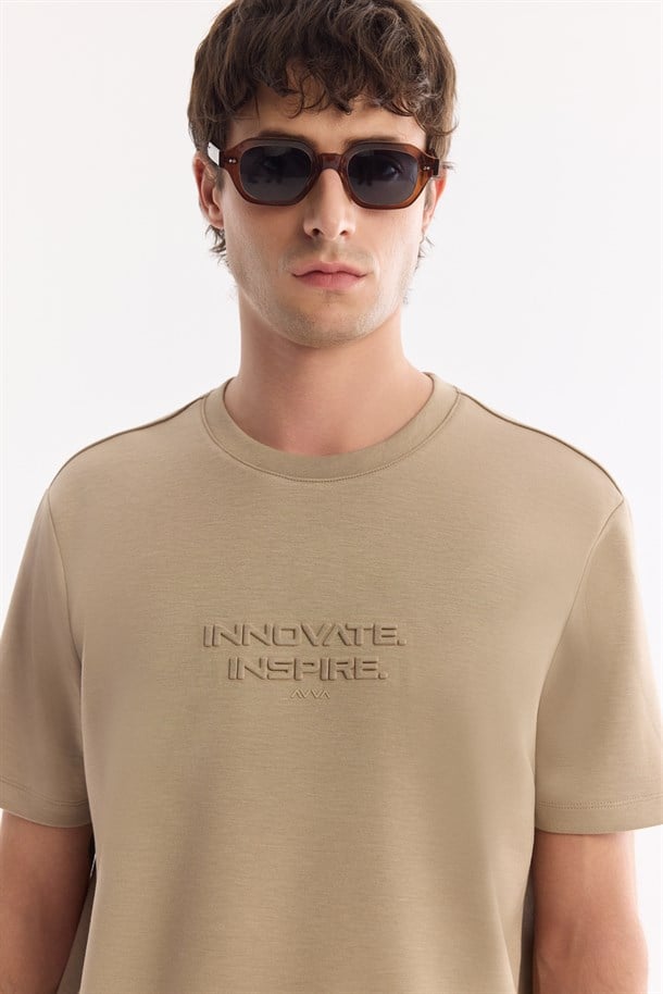 Vizon Bisiklet Yaka Baskılı İnterlok T-Shirt