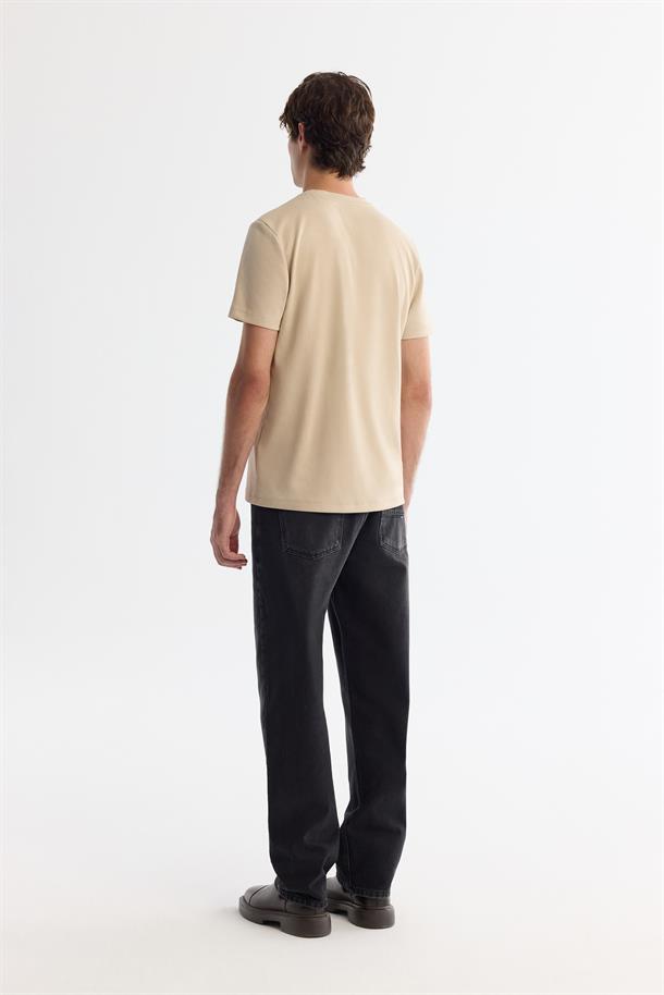 Vizon Bisiklet Yaka Gofreli Elastan T-Shirt