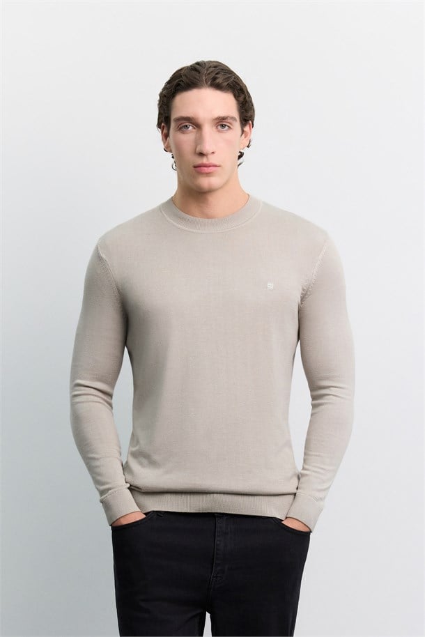 Mink High Crew Neck Jumper