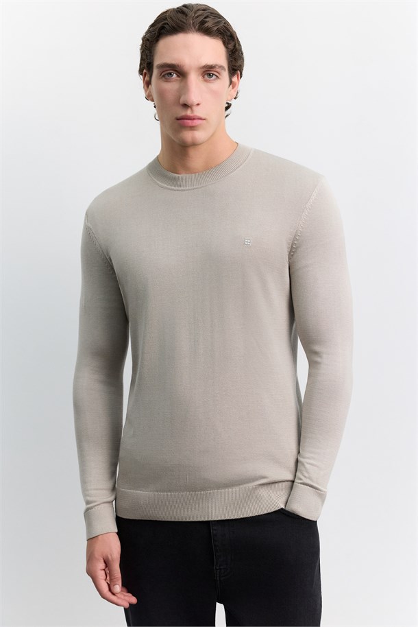 Mink High Crew Neck Jumper