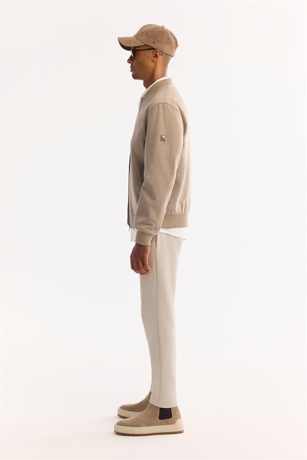 Vizon Bomber Yaka Yün Karışımlı Kaşe Mont