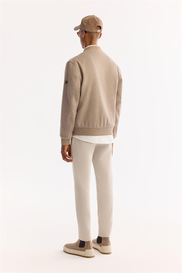 Vizon Bomber Yaka Yün Karışımlı Kaşe Mont