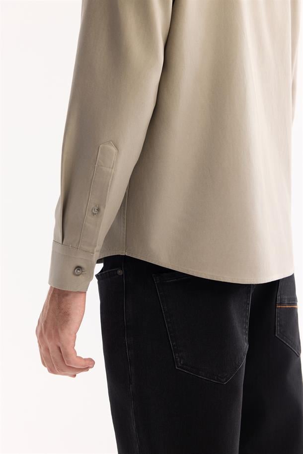 Vizon Düğmeli Yaka Pamuklu Soft Touch Gömlek