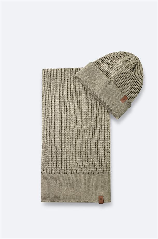 Vizon Jakarlı Triko Atkı Bere Takımı