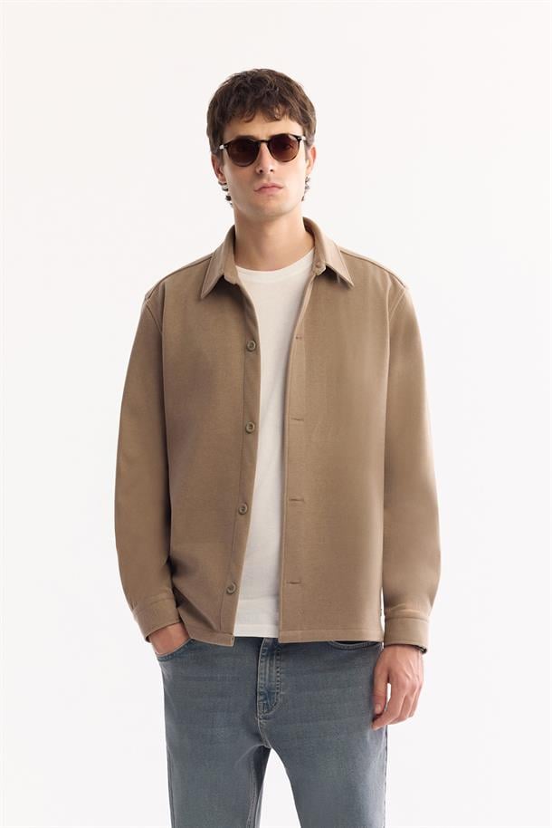 Vizon Klasik Yaka Jersey Gömlek Ceket