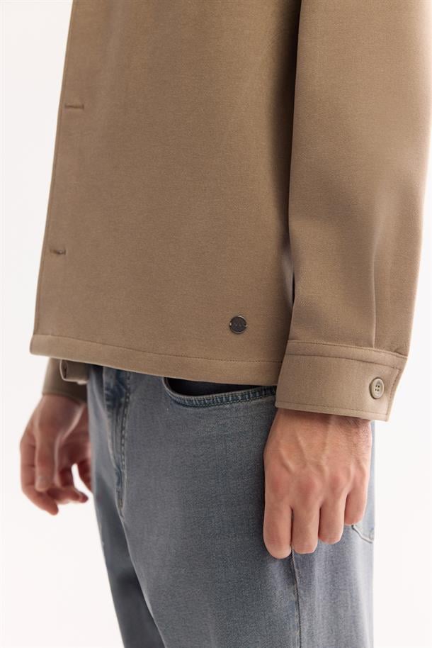 Vizon Klasik Yaka Jersey Gömlek Ceket