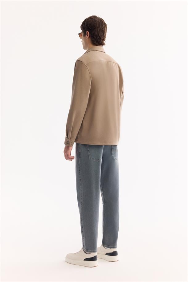 Vizon Klasik Yaka Jersey Gömlek Ceket