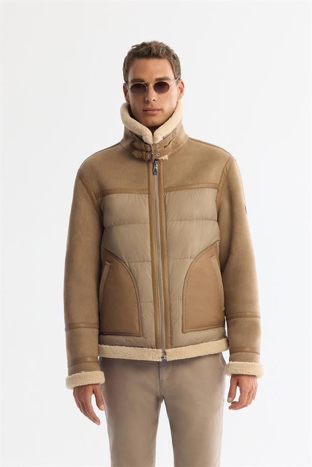 Vizon Kürklü Yaka Napa Mont