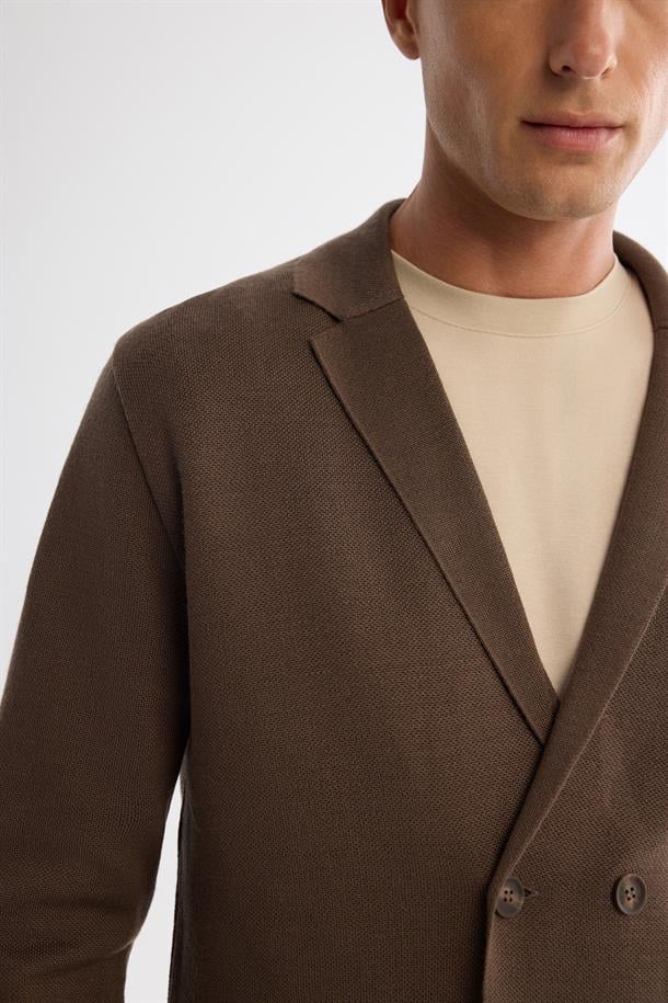 Vizon Mono Yaka Kruvaze Torba Cepli Yün Karışımlı Triko Hırka